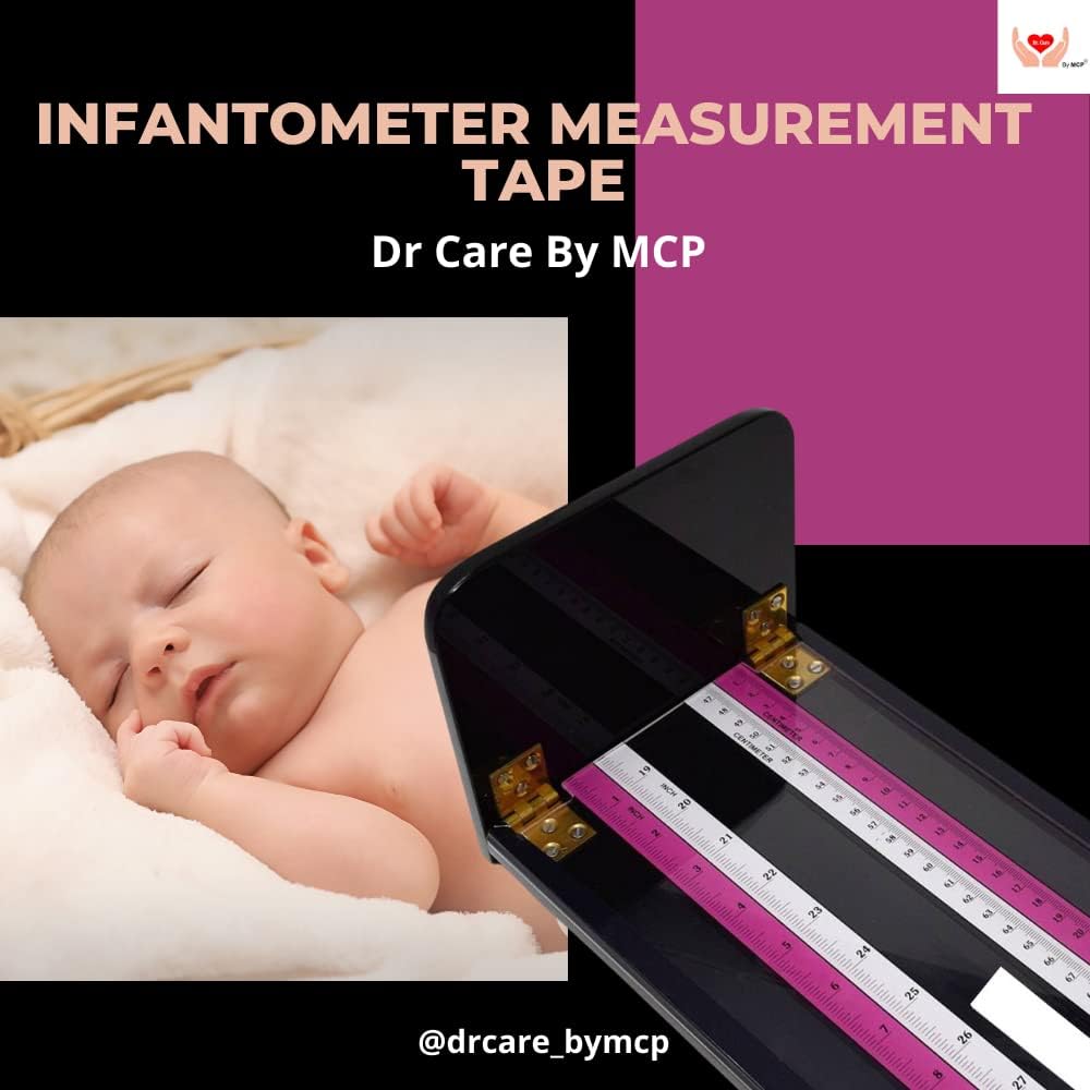 MCP HEALTHCARE Medical Infantometer Baby Measuring Scale, Black Frame with Pink and White Rulers (Black) 2