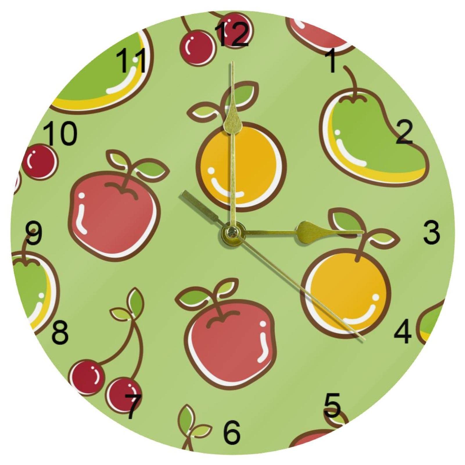 Horloge murale silencieuse sans tic-tac avec mécanisme à quartz précis jaune