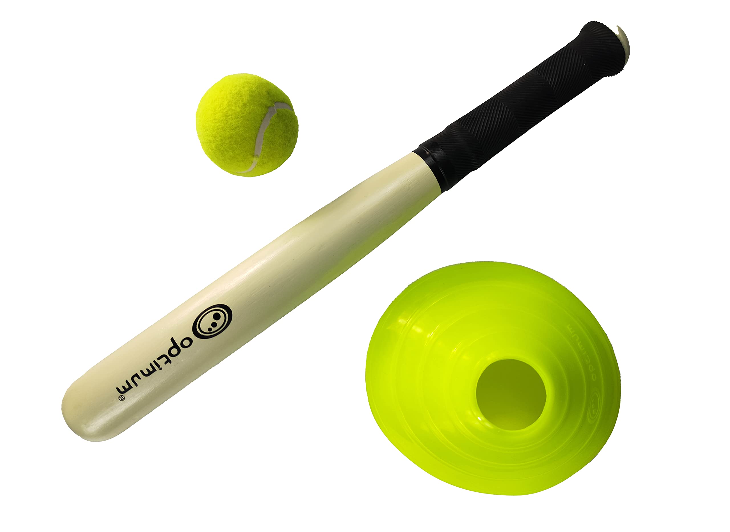 Optimum Rounders Bat & Set – Lightweight Wooden Bat or Full Kit with Ball, Base & Carry Bag – Ideal for PE, School, Garden & Outdoor Games