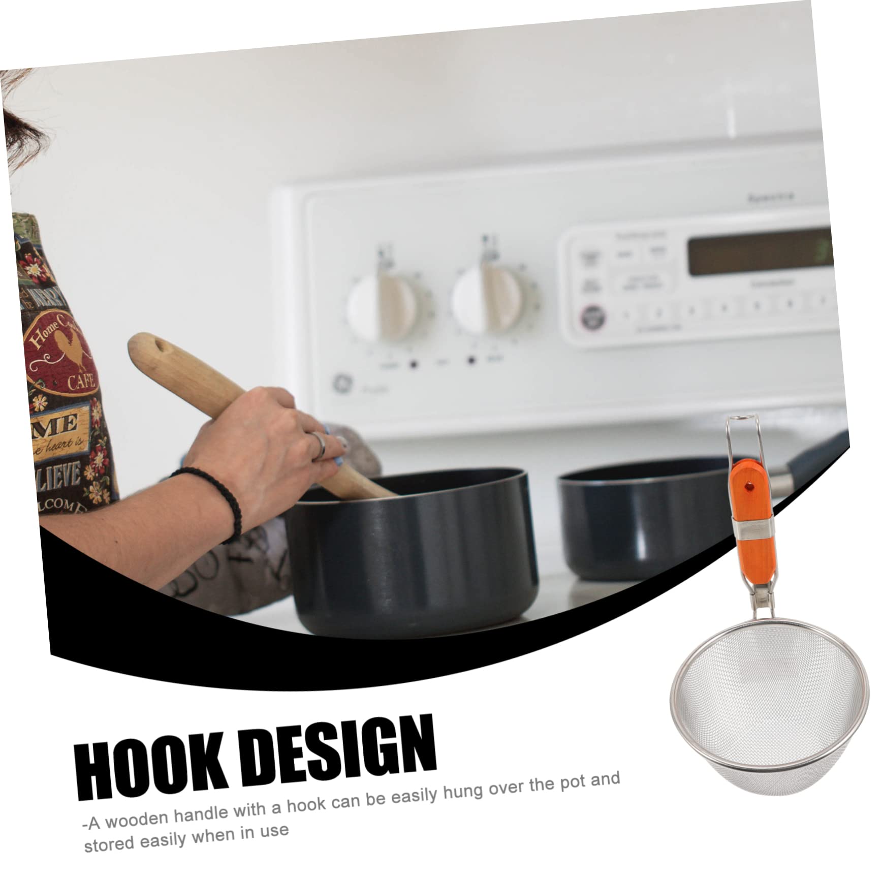 Colador de Verduras y Fideos de Acero Inoxidable: Cesta de Cocina de Doble Uso y colador de Malla Fina para Cocina asiática. Práctica Cuchara Espumadera para una cocción eficiente.