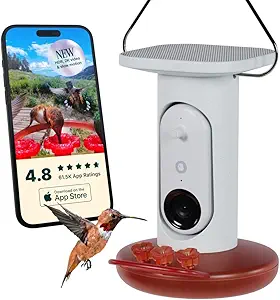 Birdbuddy Smart Solar Pro Hummingbird Feeder with Camera - AI Bird Identification, 2K Video, 5MP Photos, Outdoor Hanging, Gift for Bird Watching