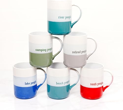 Miniatura 8 de Pavilion - Taza de cerámica de 18 onzas con temática de lago para casa del lago, ancla, azul