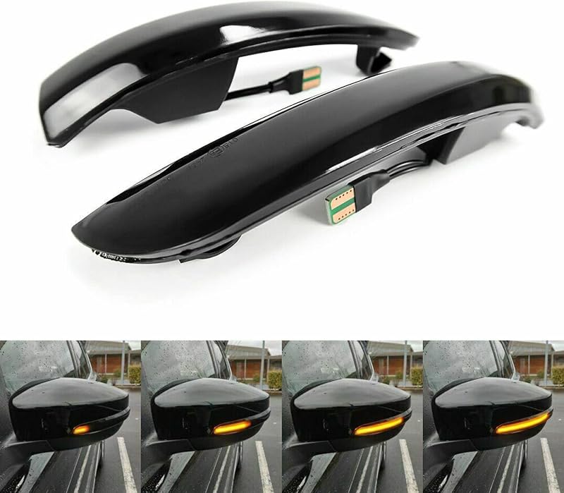 Luzes de seta sequenciais LED para retrovisor Fuguang, lente fumê âmbar – Par