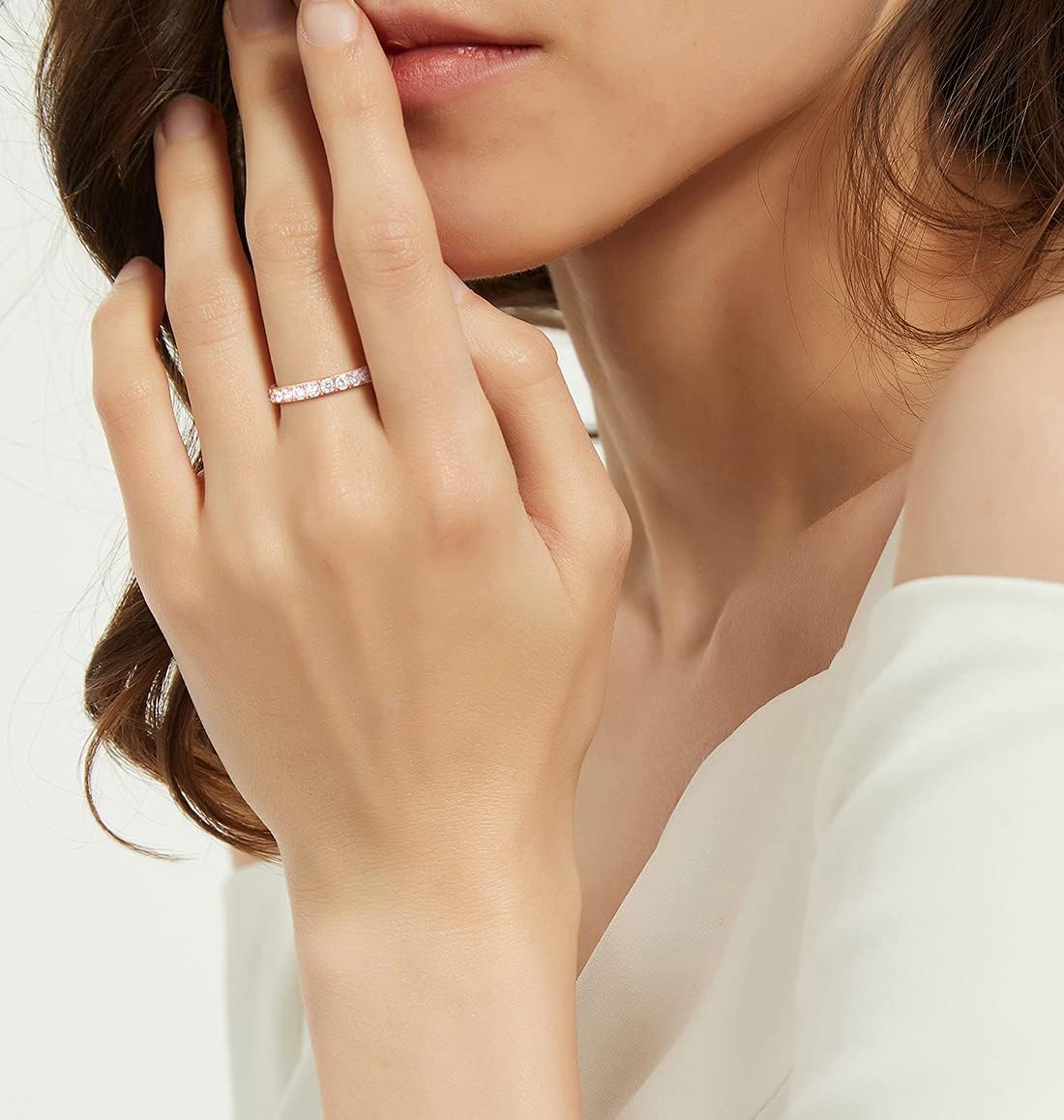 TIGRADE 3mm Women Titanium Engagement Ring Half Cubic Zirconia Eternity Wedding Band Size 3-13 - Image 4