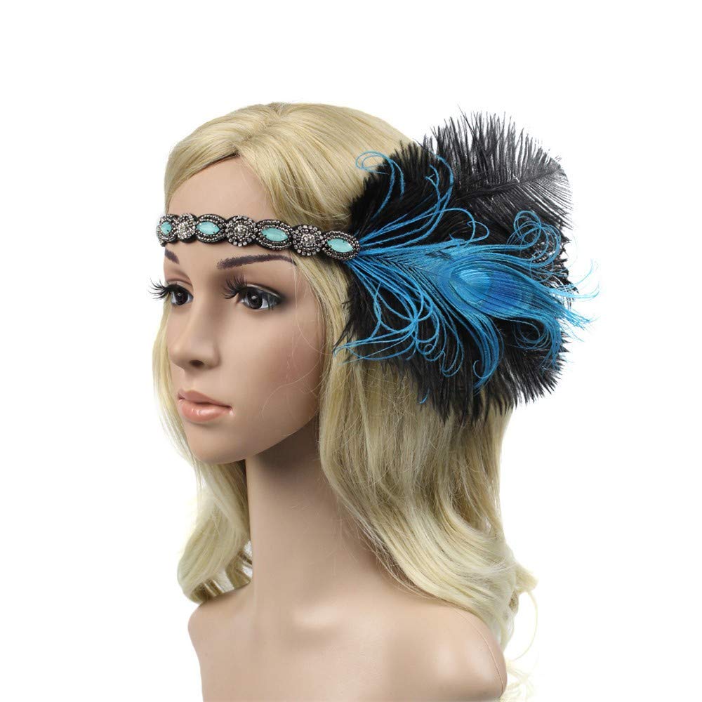 HIQIU Bandeau Années 1920 Great Gatsby à Plumes Et Cristaux – Violet Élégant, Style Flapper Vintage Pour Soirée