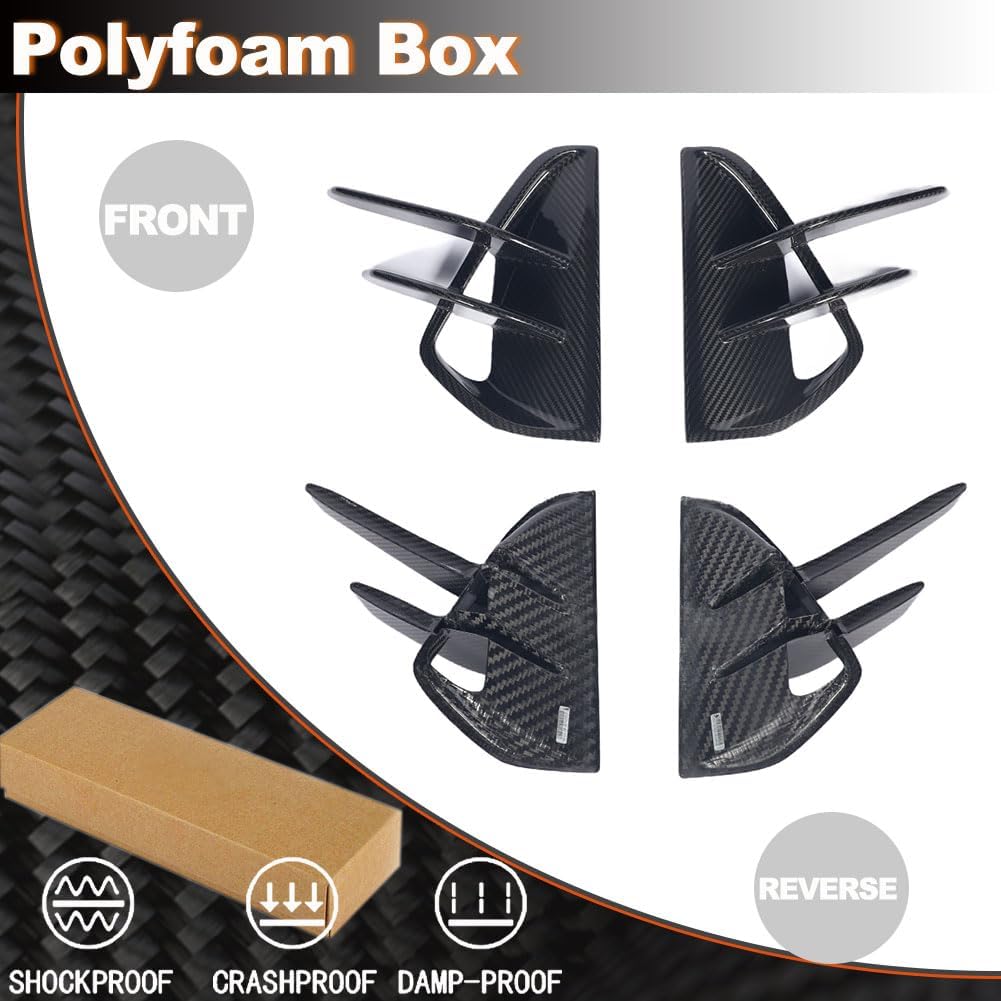Dry Carbon Fiber Front Grille Air Intake Vent Cover Compatible with Audi RS3 8Y 8.5Y 2025-2026 Exterior Fog Air Intake Vent Frame Cover Trim Front Canard Trim 2PCS