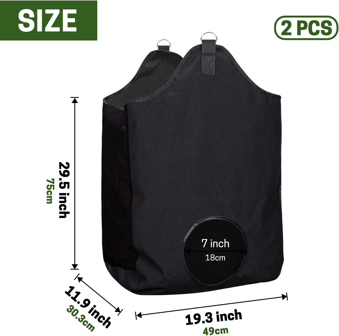 3PCS Hay Bags for Horse, Large Capacity Feeding Bag, Goat Hay Feeder, Hay Nets for Sheep, Open Feed Hole Hay Feeder for Slow Feeding (Small Black & 2 Black)