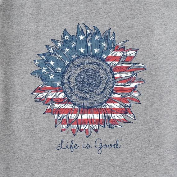 Life is Good Women's American Sunflower Short Sleeve Crusher Vee
