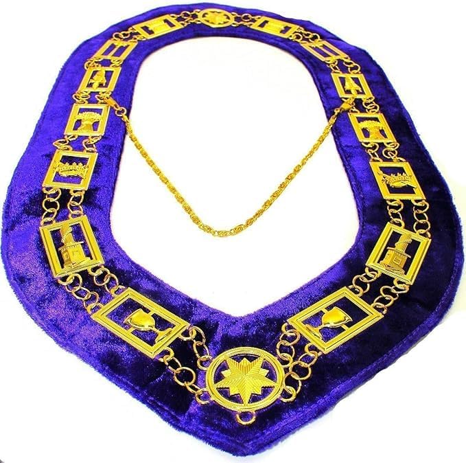 Masonic Regalia OES Order of Star Metal Chain Collar Purple Backing