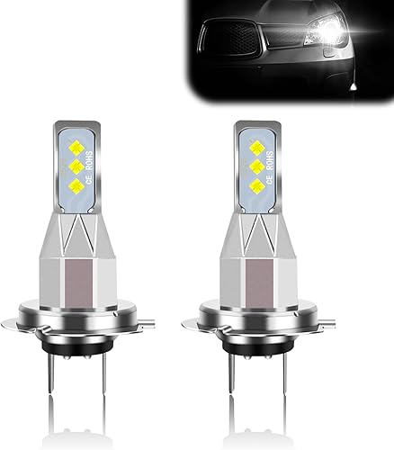 GKmow Paquete de 2 luces antiniebla LED para automóvil, luces H7 superbrillantes para automóvil con cuentas de lámpara en forma de diamante, kit de