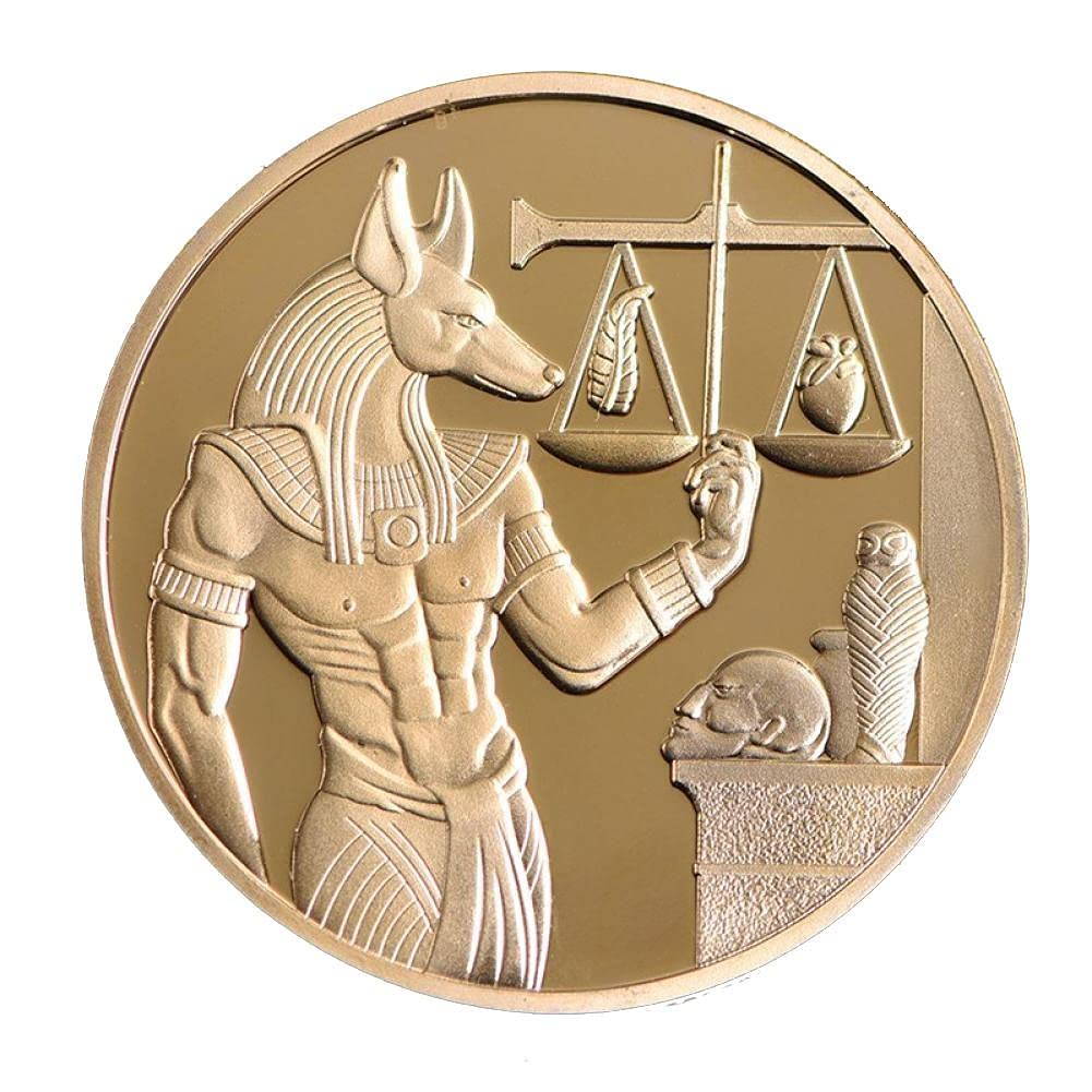 1pc Gold Plated Egypt Death Protector Anubis Coin Copy Coins Egyptian Commemorative Coins Collection Gift