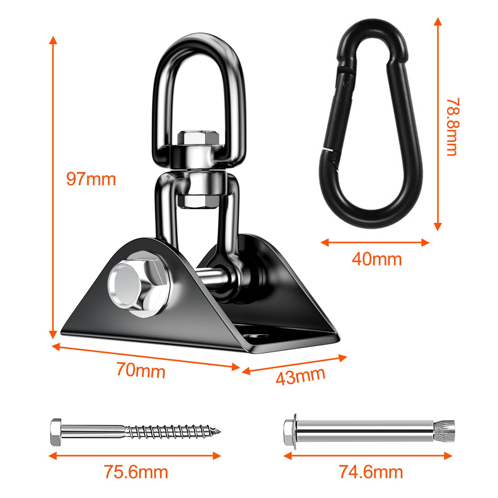 Newaner Gancio soffitto in Acciaio Inossidabile 450 kg capacità Portante 360° Rotazione, Ganci Altalena Cuscinetto con Fissaggio a Vite per Sedia Sospesa, Altalena, Yoga, Sacco da Boxe, Amaca