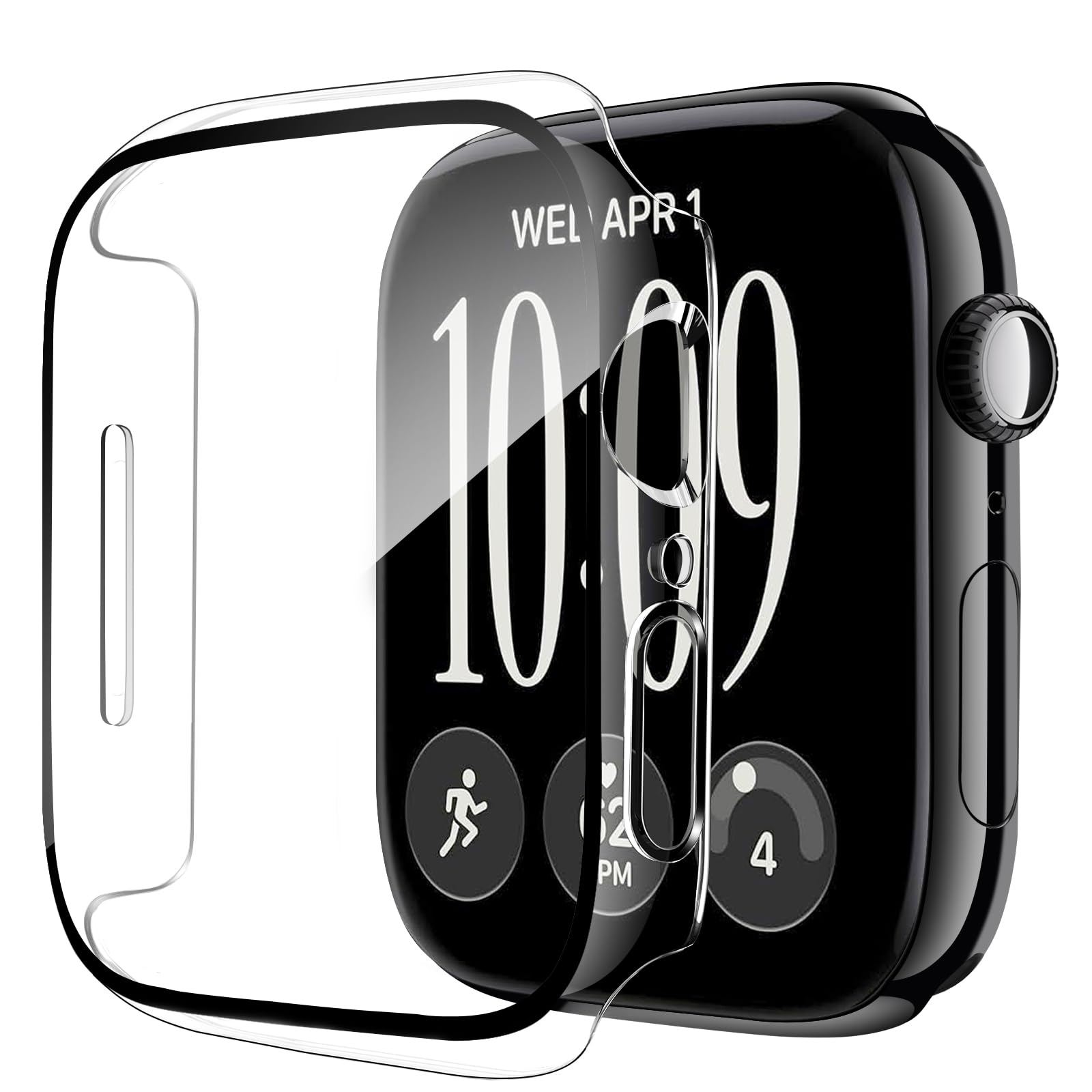 Smiling 2 Pack Case Compatible with Apple Watch Series 12 42mm (2026) with Tempered Glass Screen Protector, Hard PC Case Scratch-Resistant Overall Protective Cover- Transparent