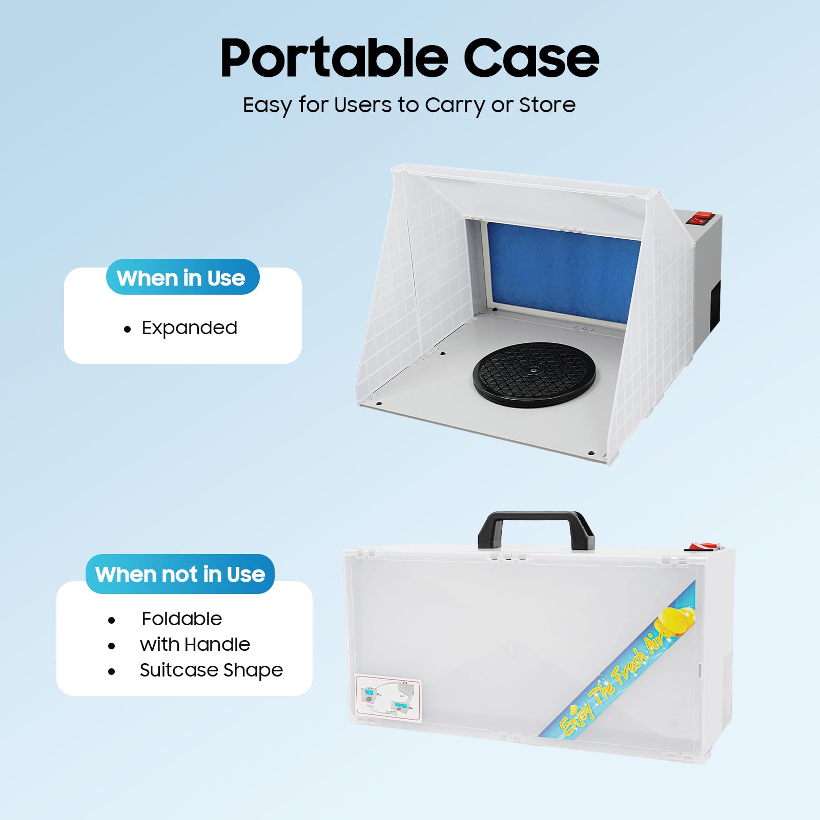 Sistema de aspiración para aerógrafo Cabina de pintura con filtro interior Cabina de pulverización portátil Aspiración de neblina de pintura para aerógrafo Sistema de aspiración de neblina