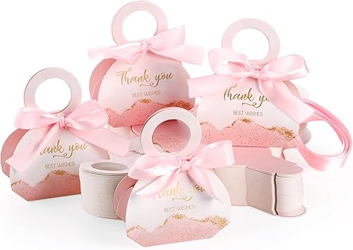 Frcctre Paquete de 100 cajas de recuerdo de boda, pequeñas bolsas de regalo de fiesta, cajas de dulces, cajas de dulces de 2.5 x 1.75 x 3 pulgadas,