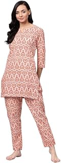 anubhutee Women's Cotton Printed Straight Night Suit Set with Top & Pyjamas Price In India
