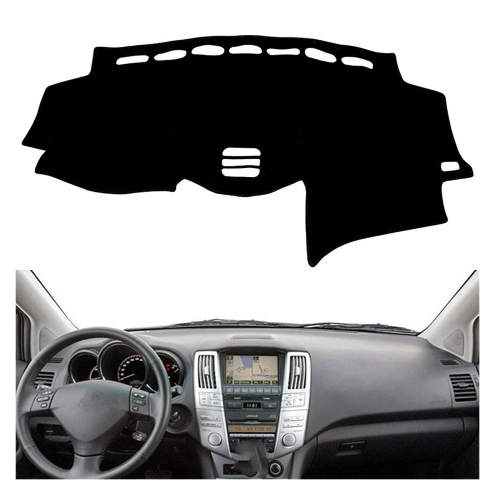 Tapis Tableau Bord intérieur Voiture Tapis Tableau Bord pour Toyota pour Harrier 04-2013 Pare-Soleil Accessoires pour Voiture(Black(Black Edge) LHD)