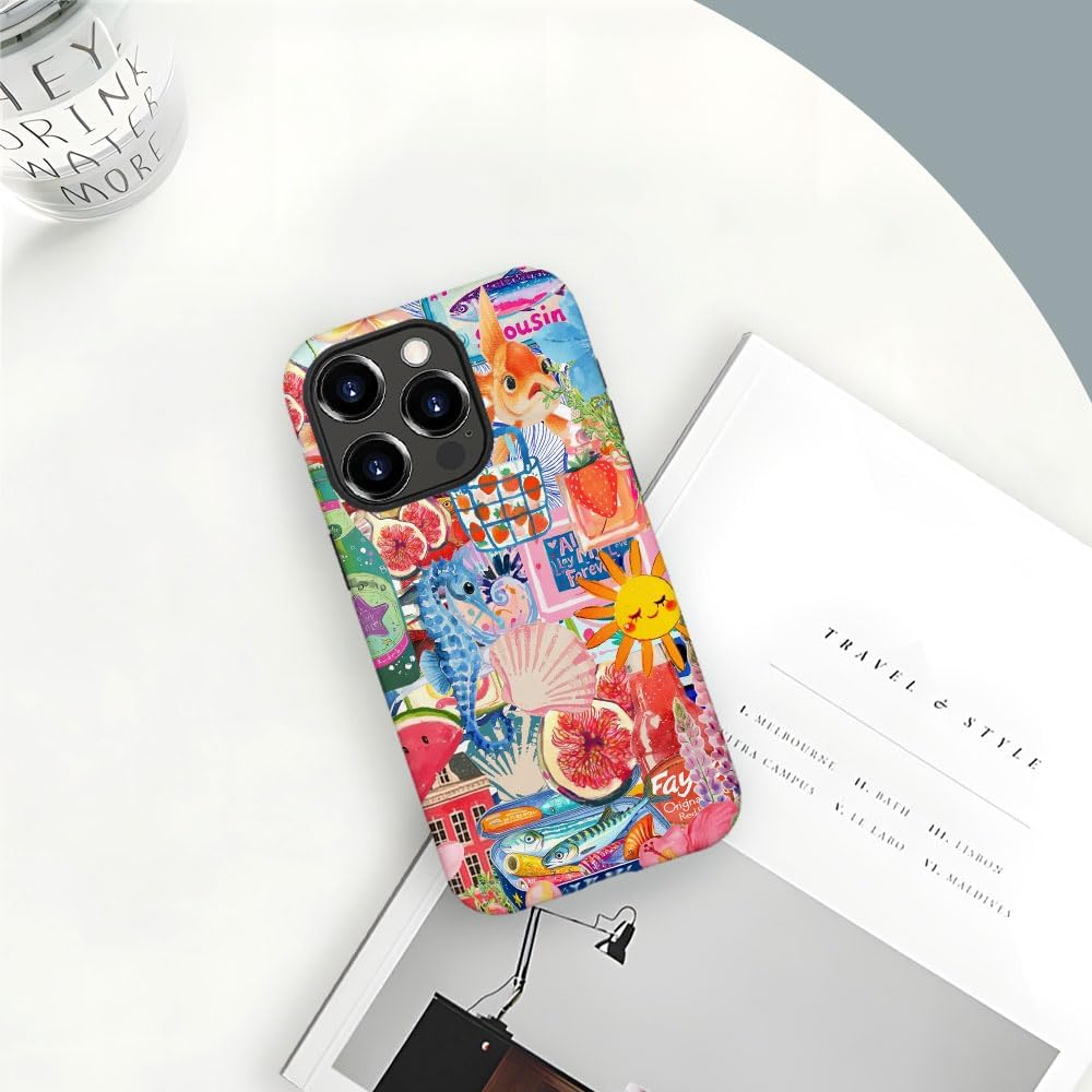DAIZAG Case Compatible with iPhone 15 Pro,Durable Shock Protection Cover for Girl Women,Fruit Flower Fish Collage image 5