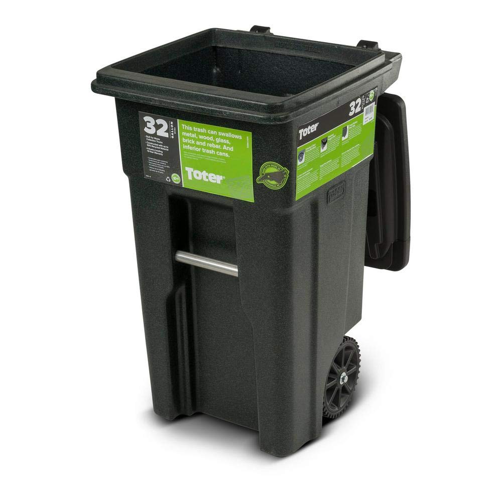 32 Gal. Green Trash Sealed Stop Bar Journals Can with Wheels and Attached Lid: Industrial & Scientific