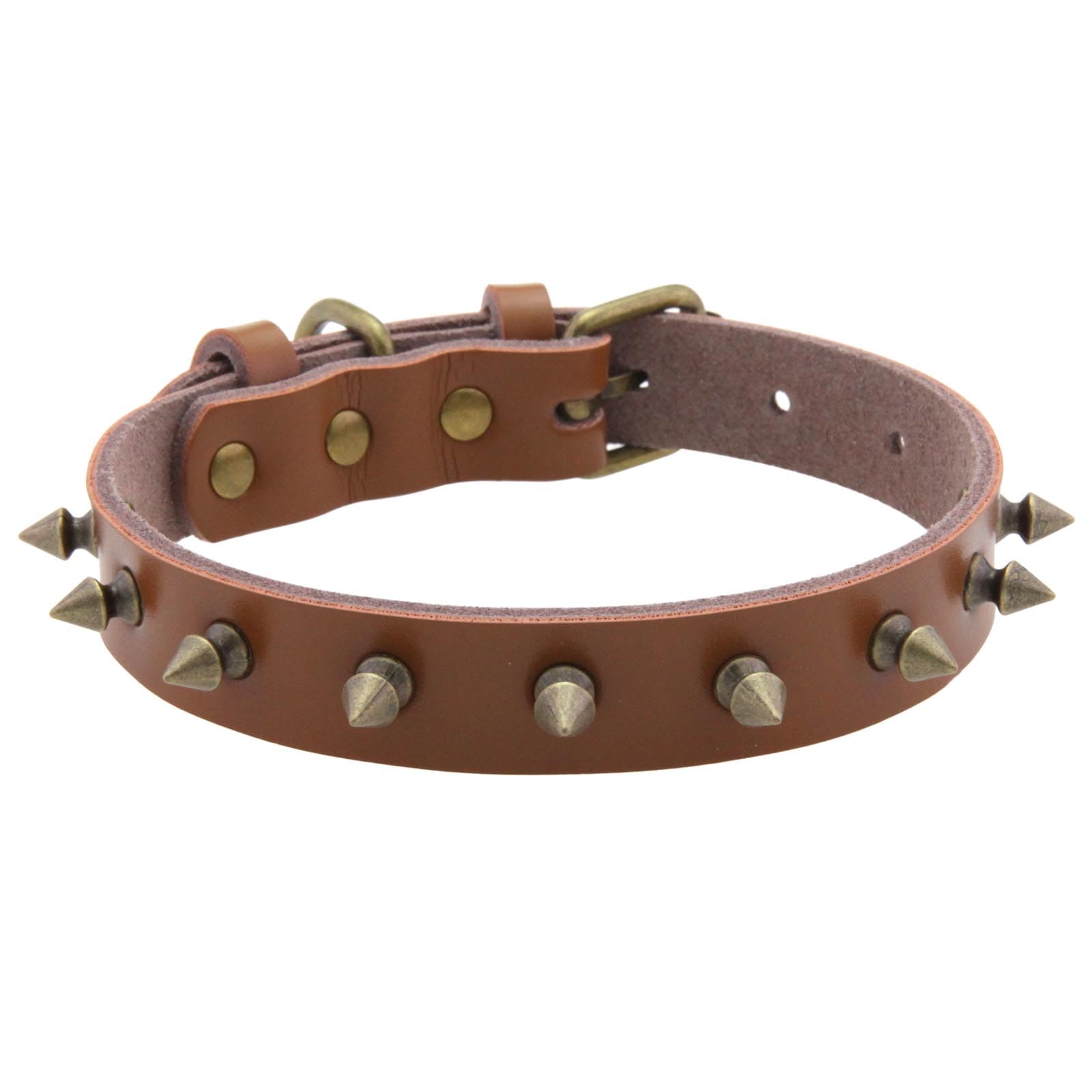 Amazon.com : Retro Genuine Leather Studded Rivet Dog Collar Punk