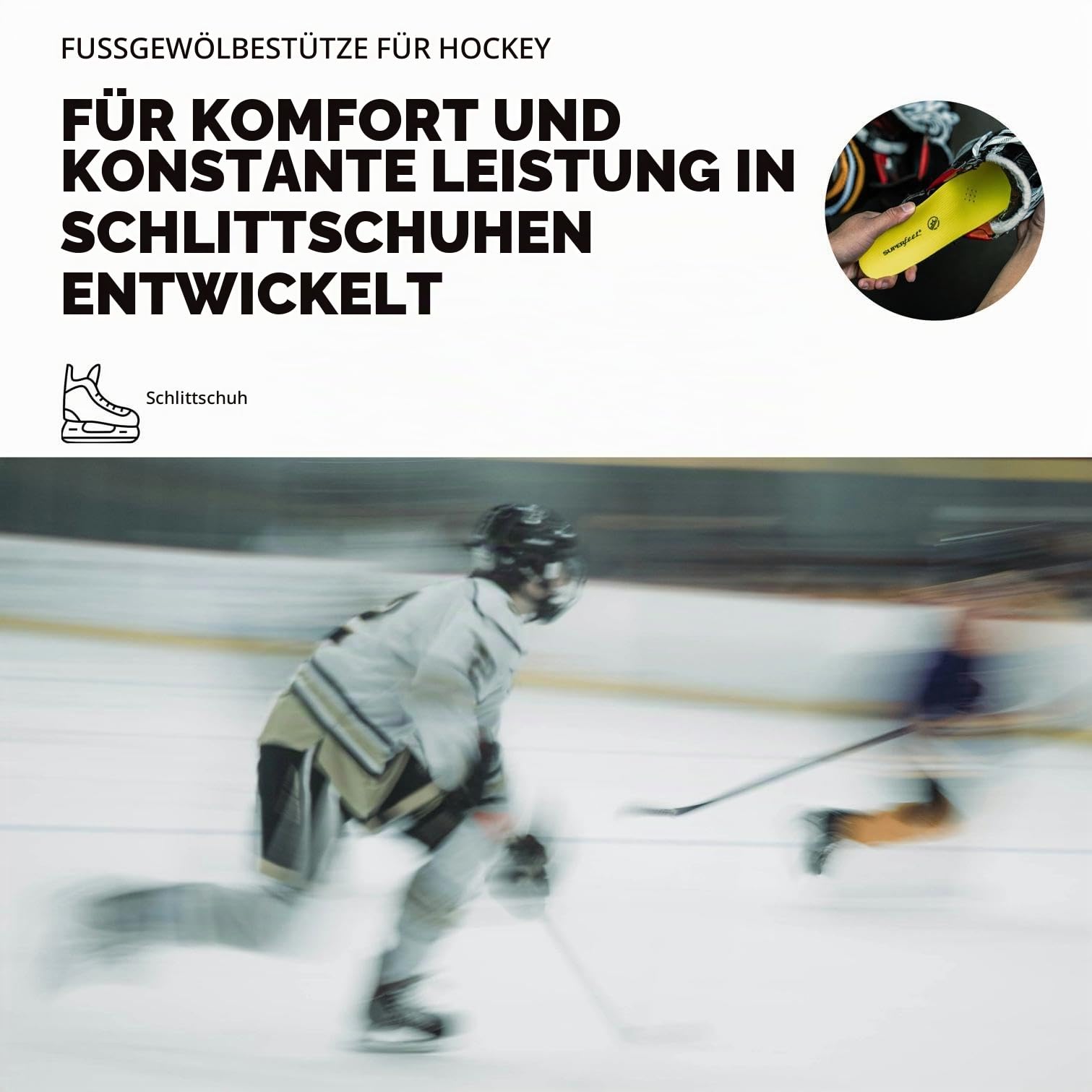 Superfeet Hockey Leistung Einlegesohlen, Schlittschuhgröße EU 45-46.5 | Einlagen für Hockey-Schlittschuhe, bis zu 11% bessere Beschleunigung & Kantenkontrolle, aus Karbonfaser