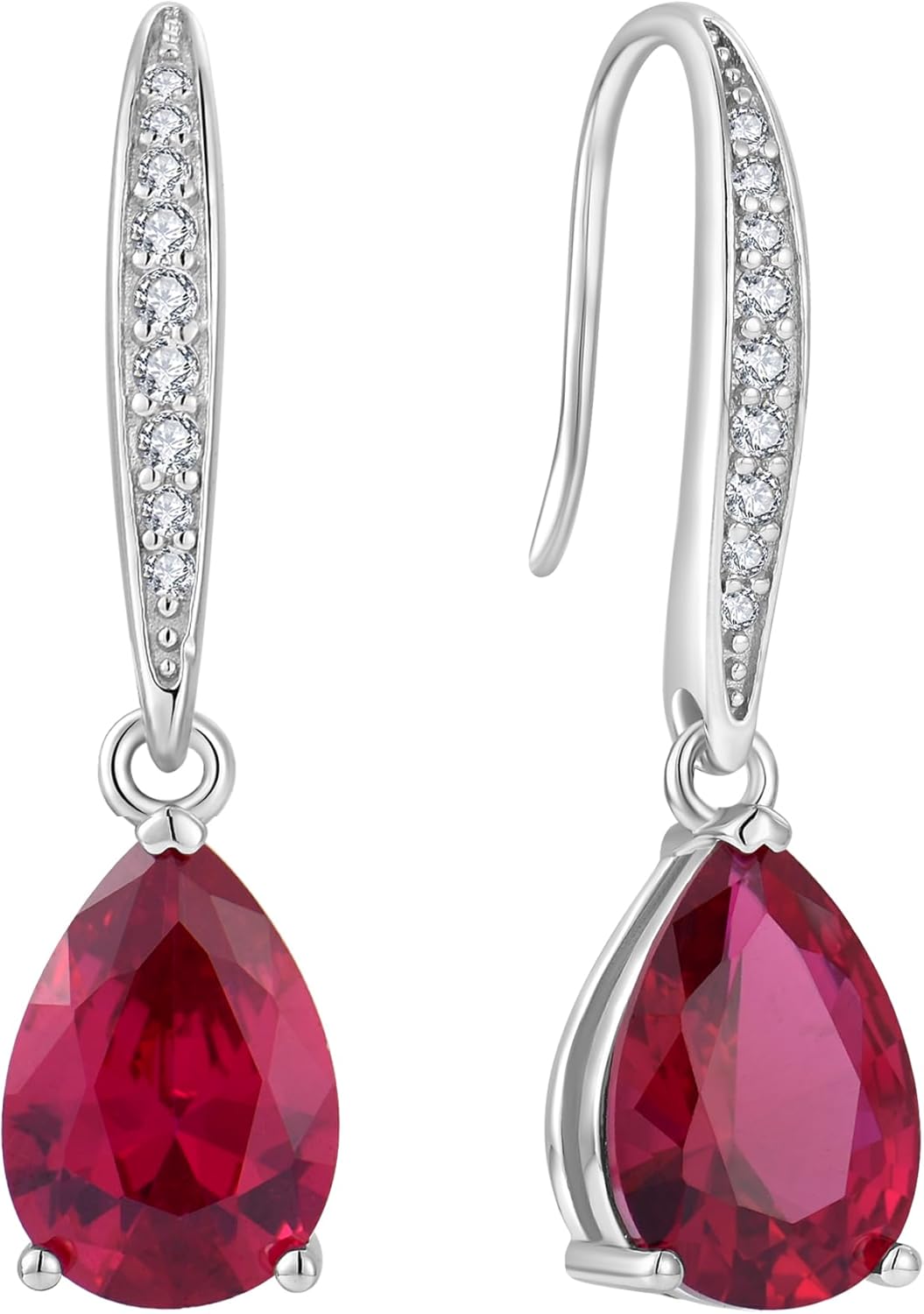 Women's Solitaire Earrings Sterling Silver Pear Shaped Brilliant Cut Birthstone Jewelry