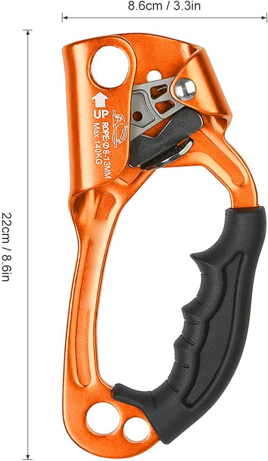 Luocute Carabiners, Lightweight High Strength Aluminum Alloy Rock Climbing Ascender with Ergonomic Handle Design for Mountain Ascent Gear and Rescue Operations