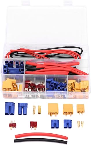 Miniatura 3 de Ralout 70pcs XT60 XT90 EC3 EC5 T-Plug macho y hembra adaptador conector con cable de silicona 14AWG y tubos termorretráctiles para RC ESC Lipo