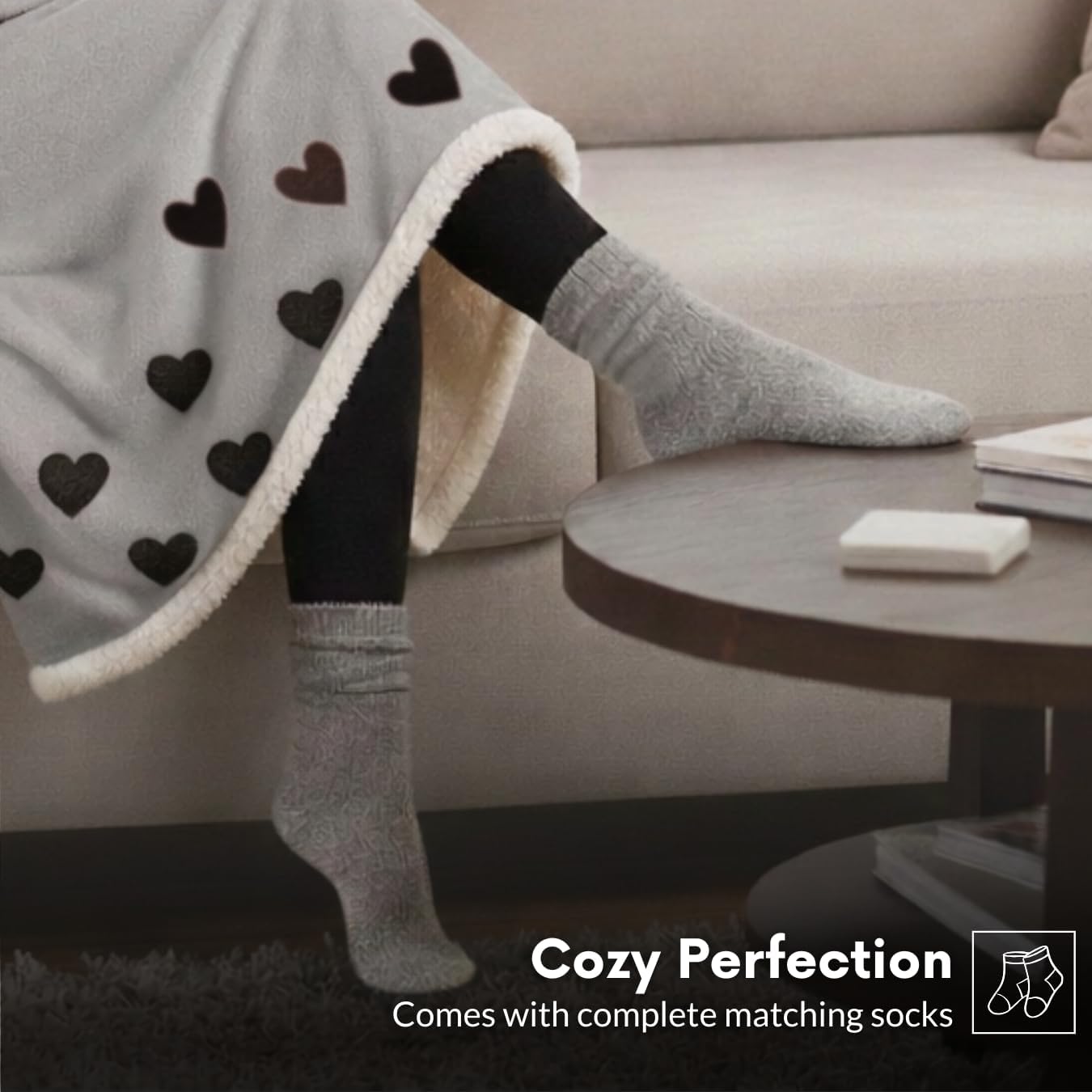 Wife Fleece Wearable Blanket Hoodie with Bonus Cozy Socks – Ultra-Soft Oversized Sherpa Blanket Hoodie