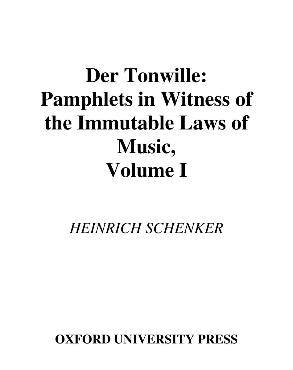 Der Tonwille Volume I issues 1-5 music theory pamphlets english edition
