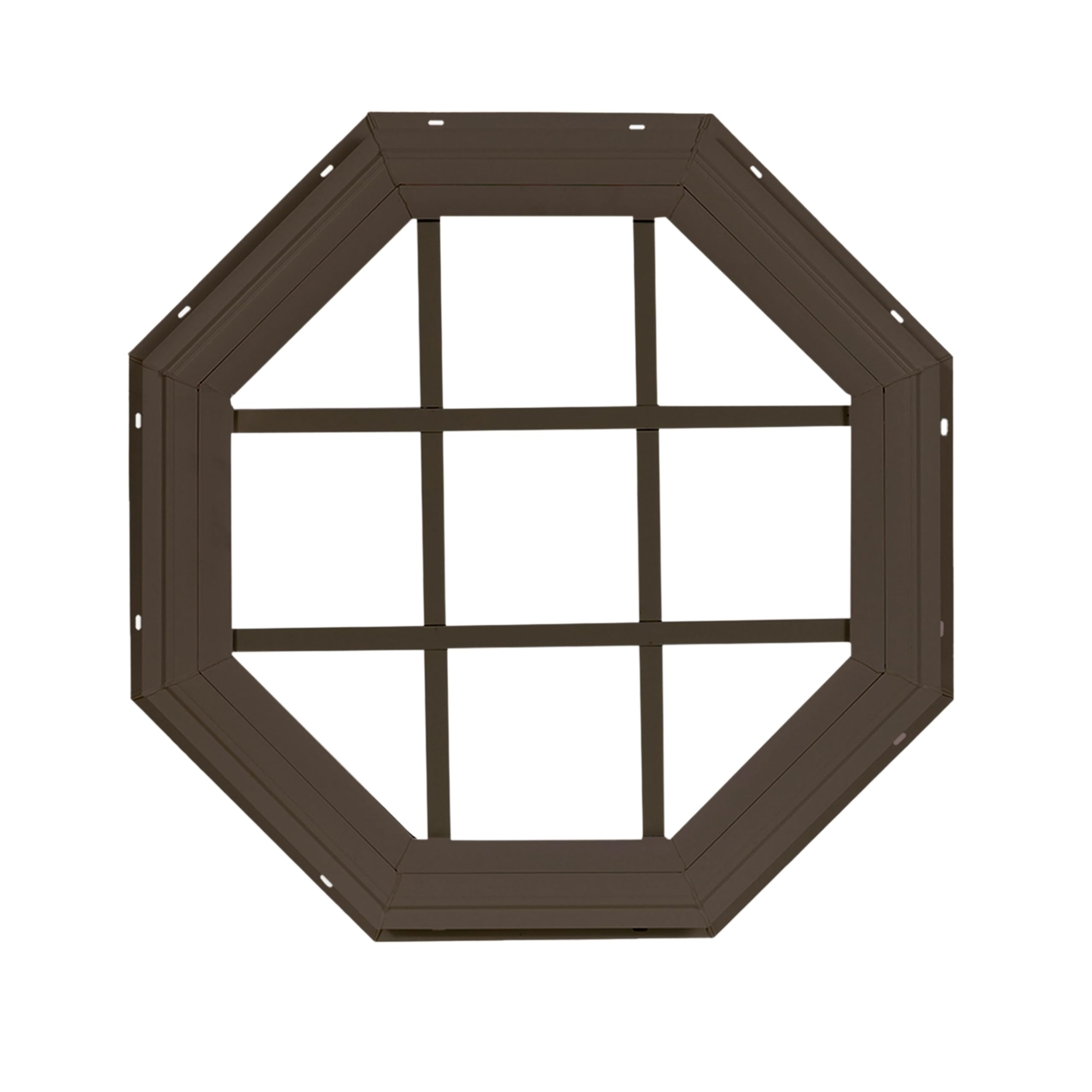 18" Octagon Gable Window, Fixed J-Lap Vinyl, Brown, Tempered Glass