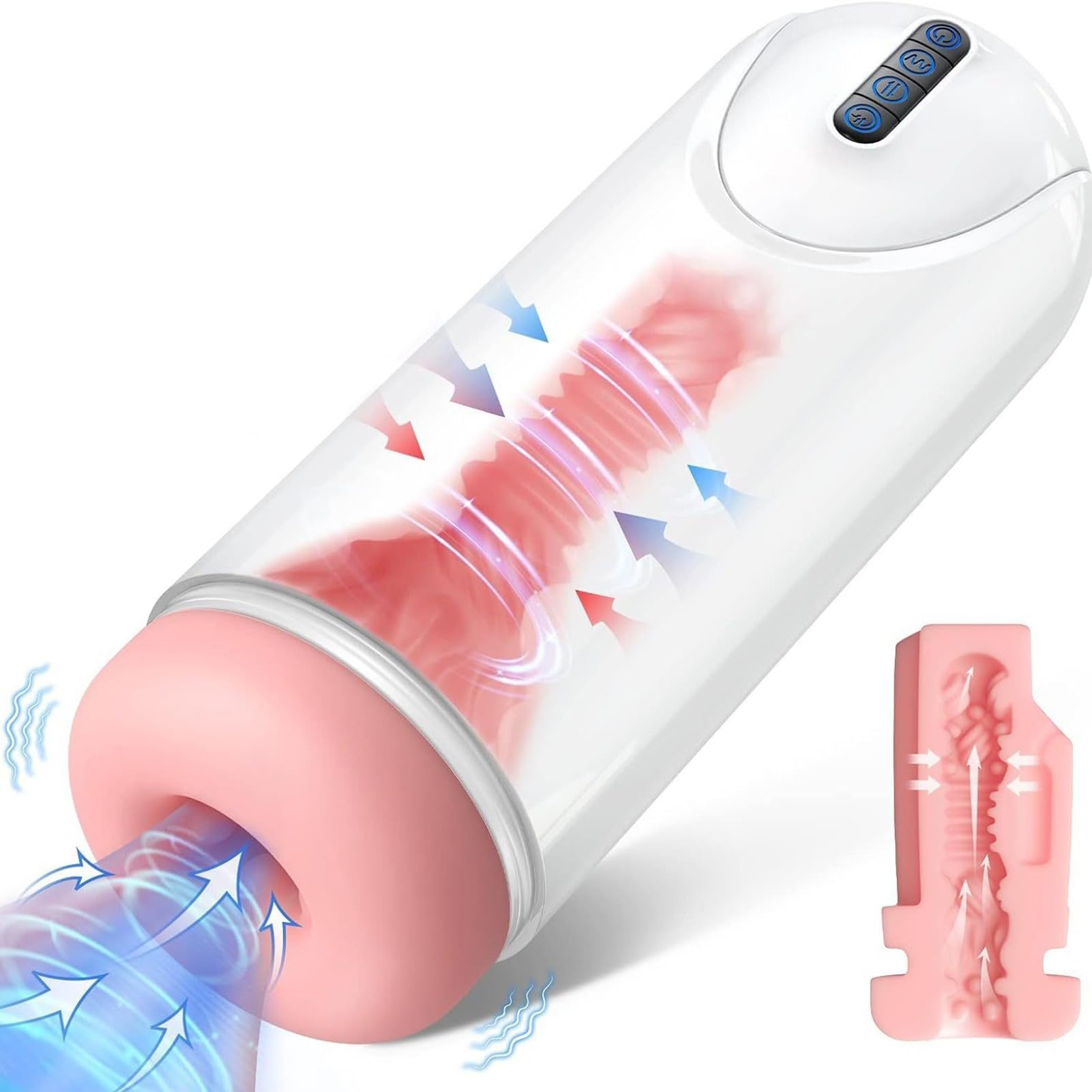 HXLXW 3 in 1 Elektrischer Masturbator Oralsex Masturbator Sexspielzeug für Männer Solo Vibratorensets Masturbation Penis Training Mastrubator mit 10 Vibrationsmodi + 4 Teleskopmodi + 4 Saugmodi