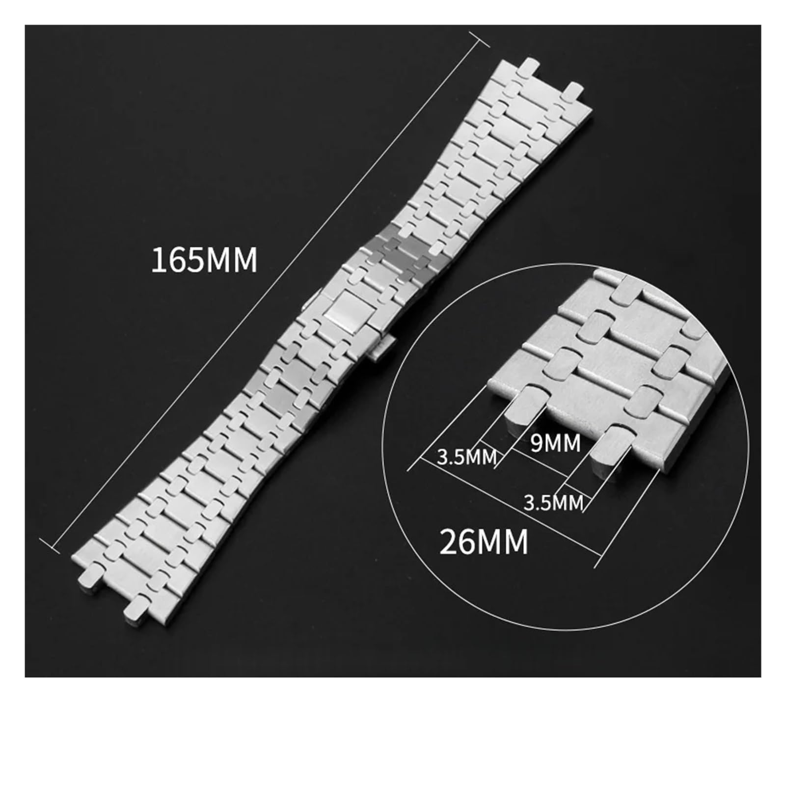 Genérico Correa de reloj de acero inoxidable de 26 mm compatible con AP 15400 15500 Correa de reloj Audemars Piguet Royal Oak Pulsera for hombre Accesorios