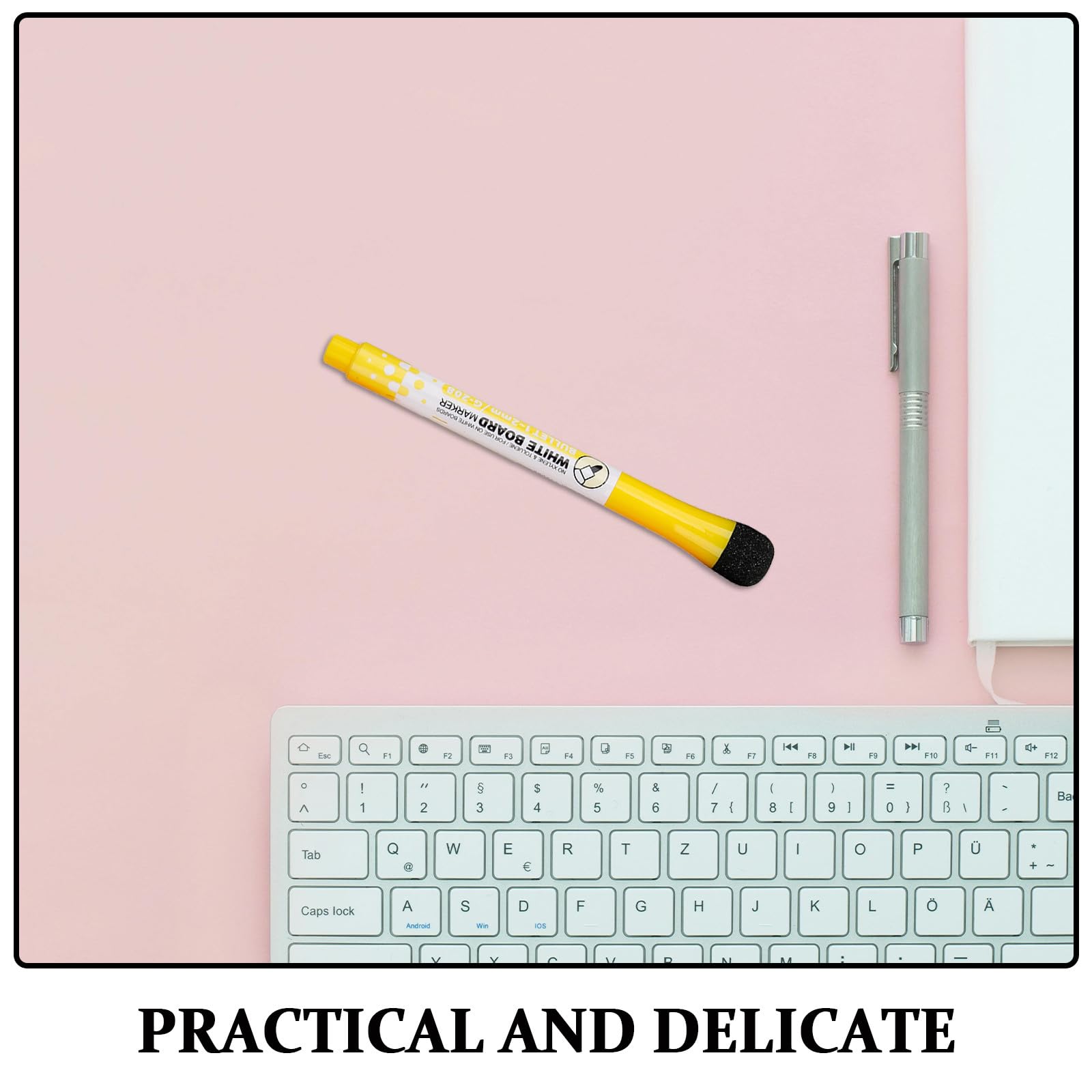 Operitacx 20 Stück Whiteboardmarker: Magnetische Whiteboard-Stifte – Feine Spitze, beschreibbar und abwischbar – Leuchtend gelbe, abwischbare Stifte für den Unterricht