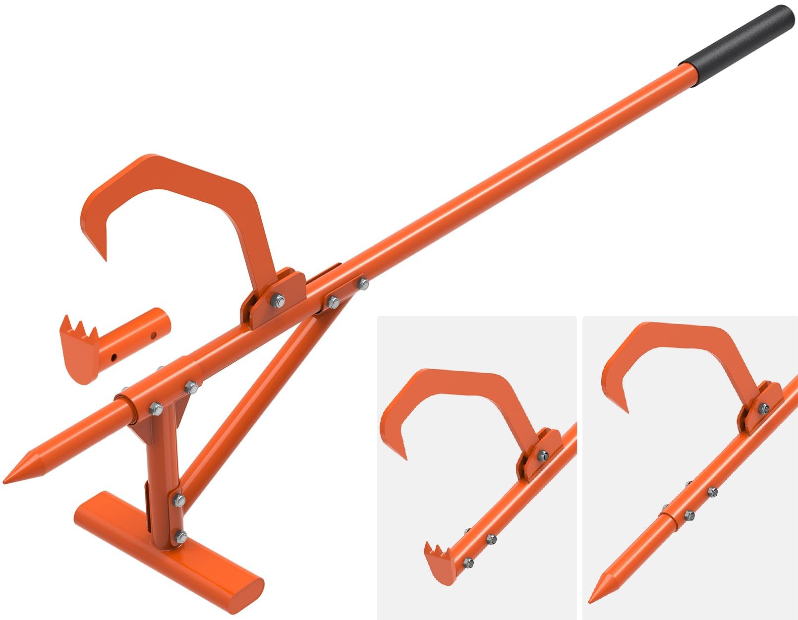 BeneLabel Stammheber Timberjack, Cant Hook Verstellbar Kipphaken Holzfällerwerkzeug Forstwagenheber 3in1 Manuell Holzrollenheber Brennhol Peavey Multitool zum Greifen Bewegen Festklemmen, 132-147cm