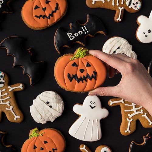 Miniatura 6 de Cortadores de galletas de Halloween, 7 piezas de cortadores de galletas de acero inoxidable, calabaza, murciélago, calavera, fantasma, bruja,