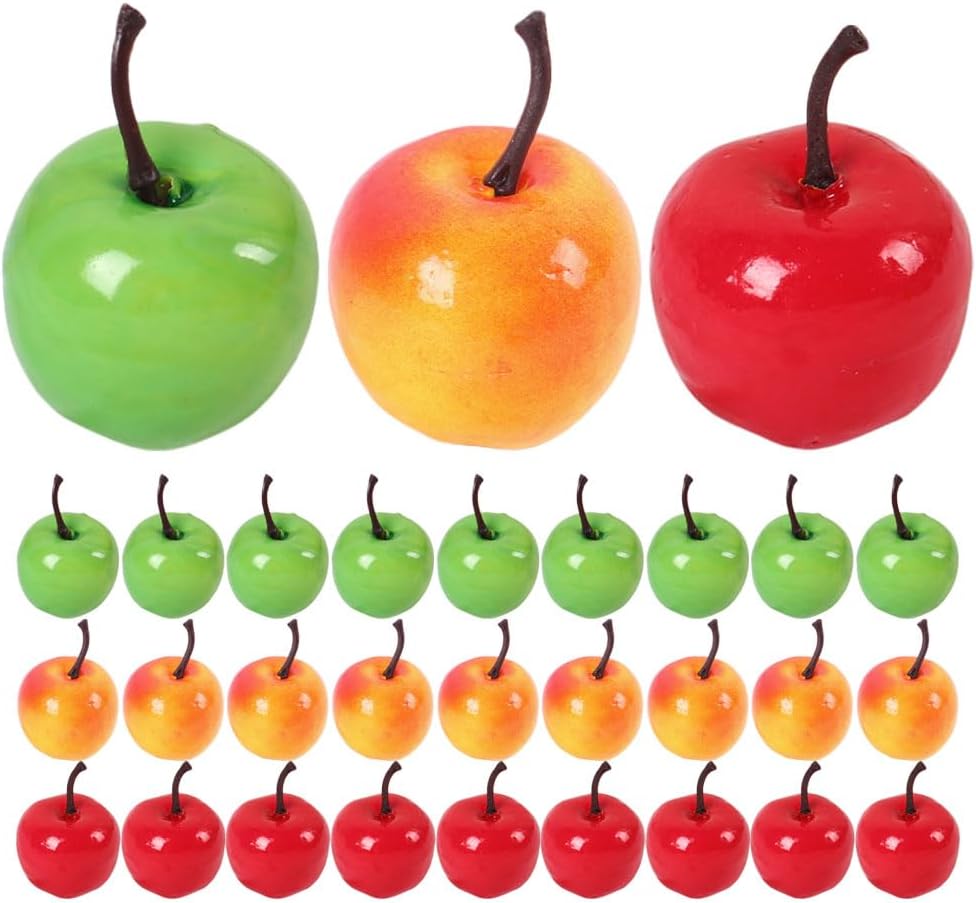 LOGOFUN 30pcs Artificial Mini Apples Fake Foam Apples Simulation Fruit Model Photo Props for Shopwindow Display Decorations 4.50X3.50X3.50cm/1.77X1.38X1.38in