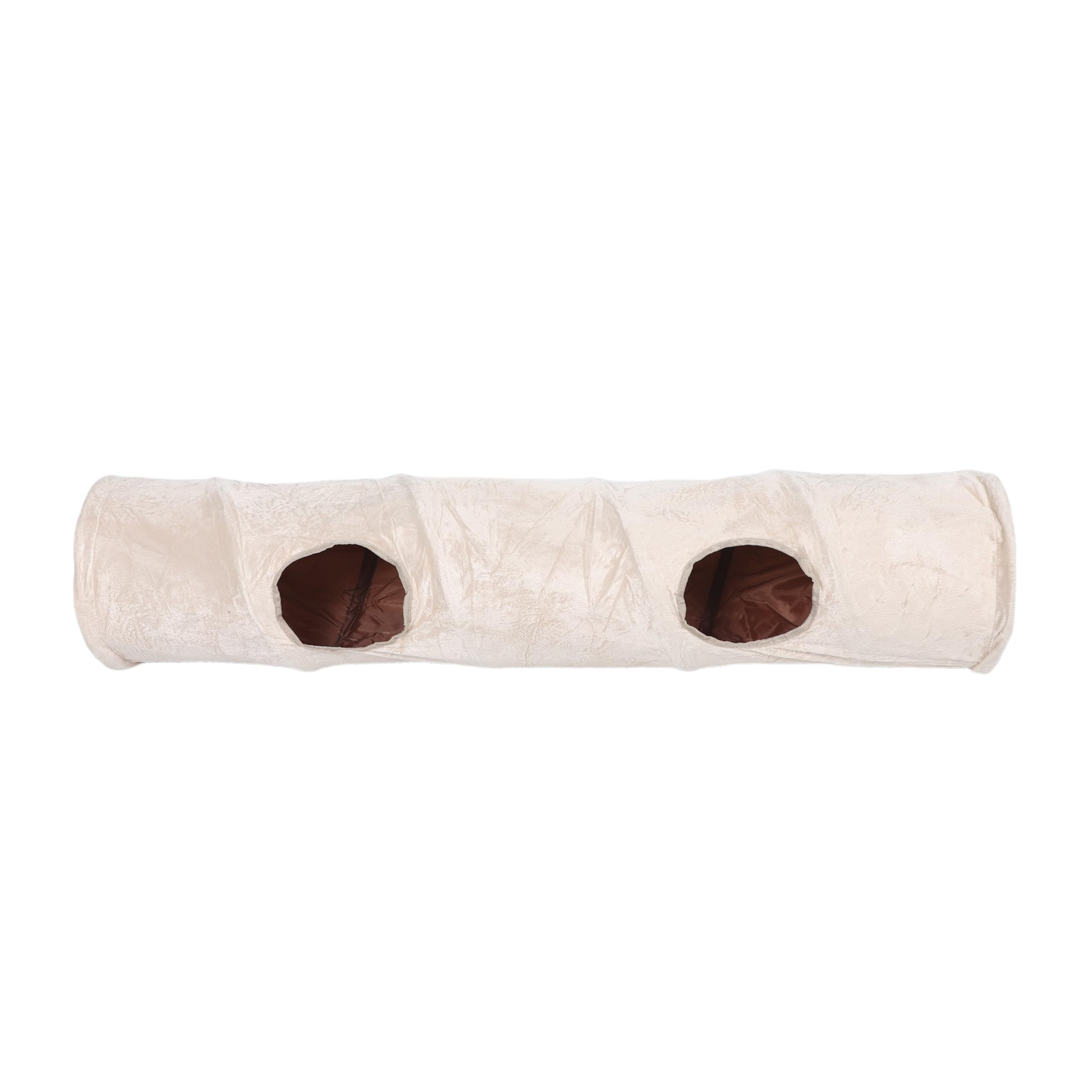 Túnel para gatos beige Gatuida con dos aberturas y pelota para juego interior