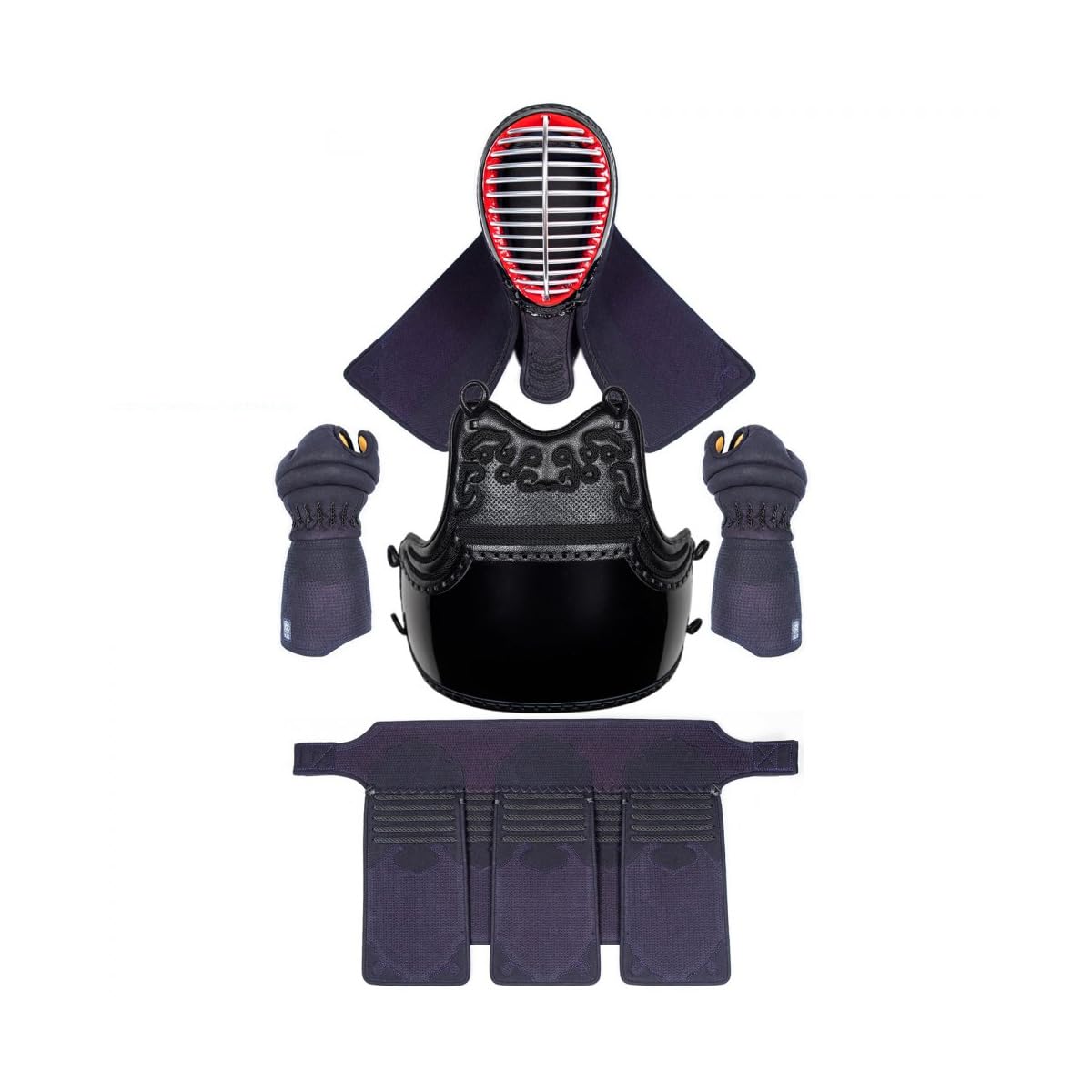 Kendo Bogu Zestaw Sztuk Walki Zaopatrzenie Kendo Zestaw Zbroi (Men/Tył/Kote/Tare) 3 mm Tkana Embro, Zestaw-3, S, Klasyczny