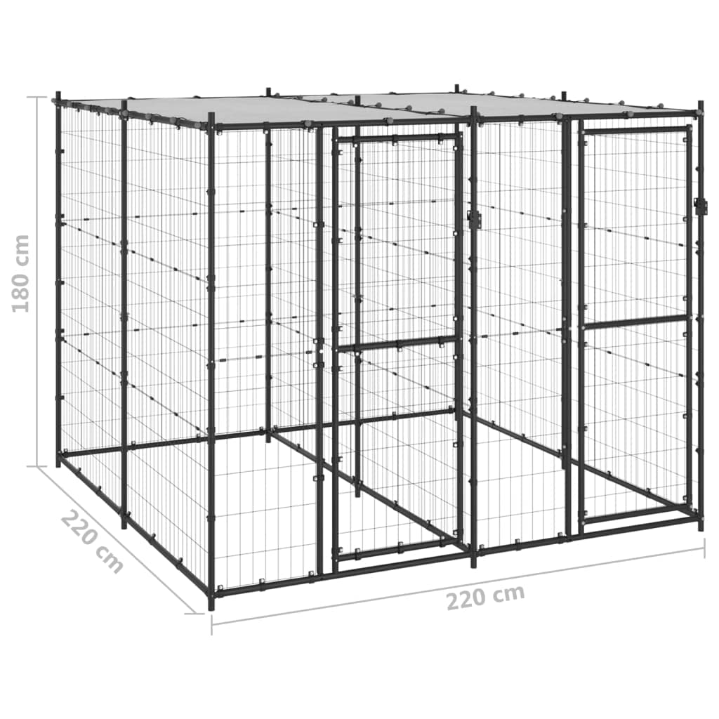 ARKEM Perrera de Exterior de Acero con Techo 4,84 m² Jaulas para Gallinas Parque Perros Grandes