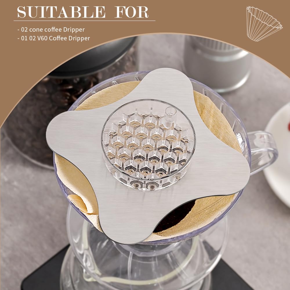 CAFEMASY Tropfhilfe-Werkzeug zum Übergießen von Kaffee, klarer Wasserdurchflusskontrolle, Schale mit Metallhalter, kompatibel mit V60 & Orea Kaffee-Tropfer