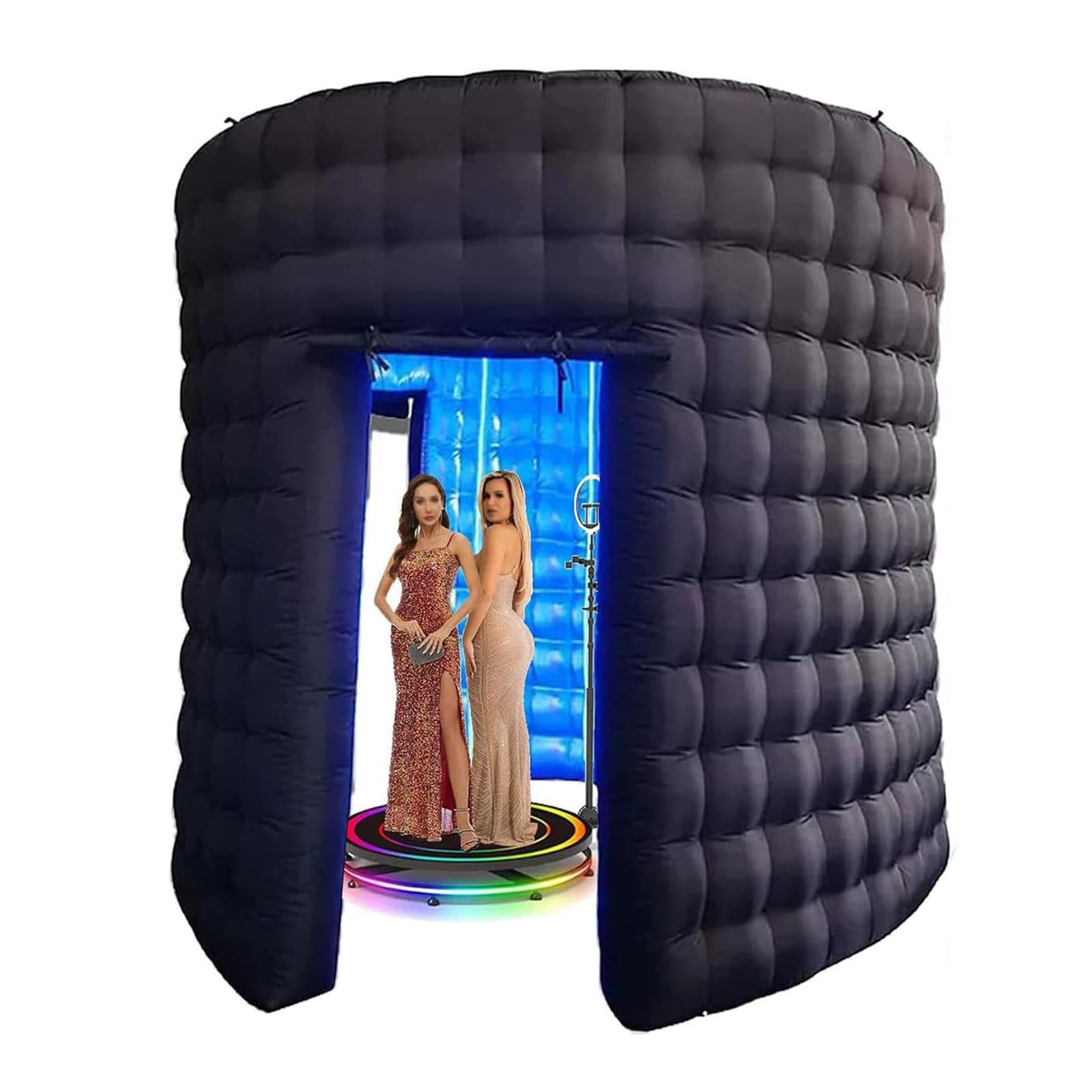 LQQYJSM 10ft Diameter Round Inflatable LED 360 Photo Booth Enclosure with LED Lights & Blower, Portable Photo Booth Wall Background for Wedding, Party, Birthday, Exhibition