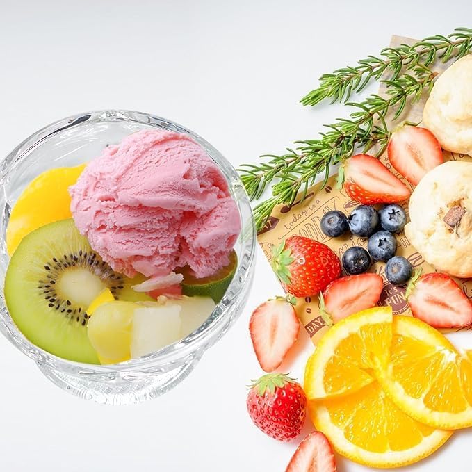 Image of Glassbunny Glass Footed Ice Cream Bowl Set of 6 Small Ice Cream Cups Clear Glass Dessert Serving Bowls Dishes for Desserts, Milkshake, Fruit and Pudding 170ml