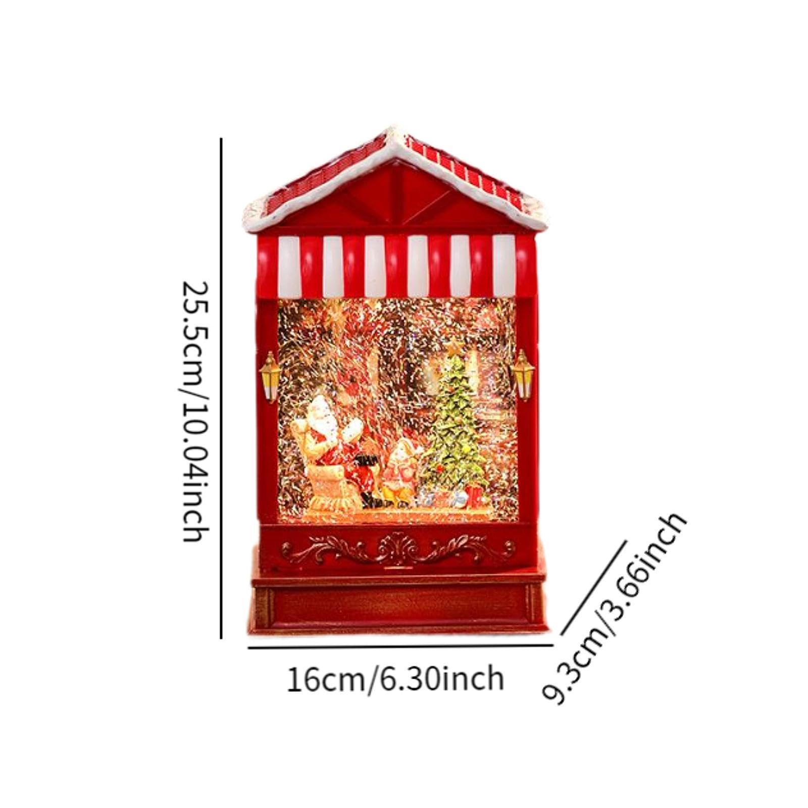 Milageto Globo di Neve di Natale Carillon di Natale Decorazione con Glitter Luminosi Ornamento di Natale Lanterna di Natale per Regalo di Festa al Chiuso, Rosso