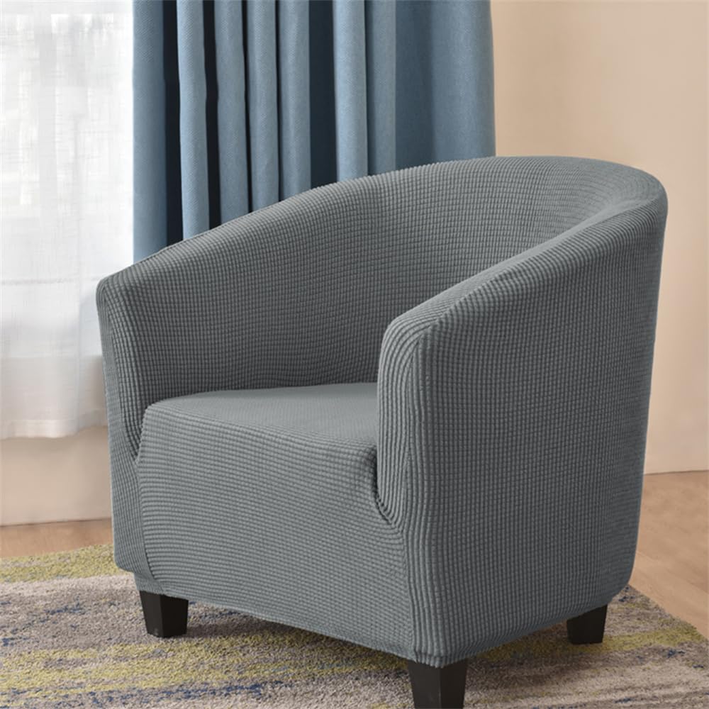 WJHDWYD Convertible Chesterfield Armchair Cover Stretch Jacquard Solid Color 1 Seater Armchair Cover Lounge Club Armchair Cover, Easy to Install and Wash(Gris Clair)