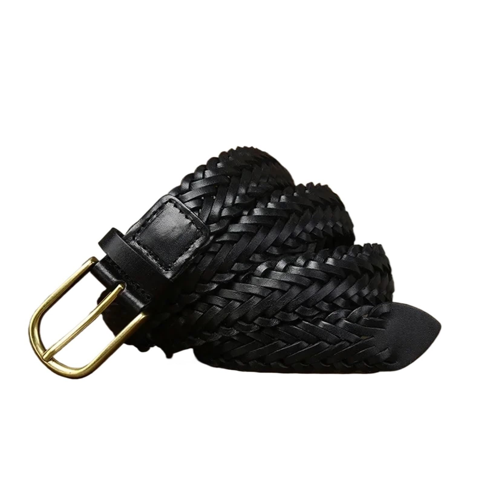 Cintura Uomo Cintura da Uomo Cintura da Tessitura Unisex Cintura da Donna e da Uomo Cintura Traspirante in Vera Pelle for Jeans Adatto A Jeans(Black)