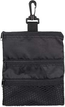 VGEBY1 Tee Storage Pouch, Ball Bag Ball Holder Portable Ball Accessories Multi-Pocket Black Zipper Handbag Bag Small Bag for Golfing Accessories
