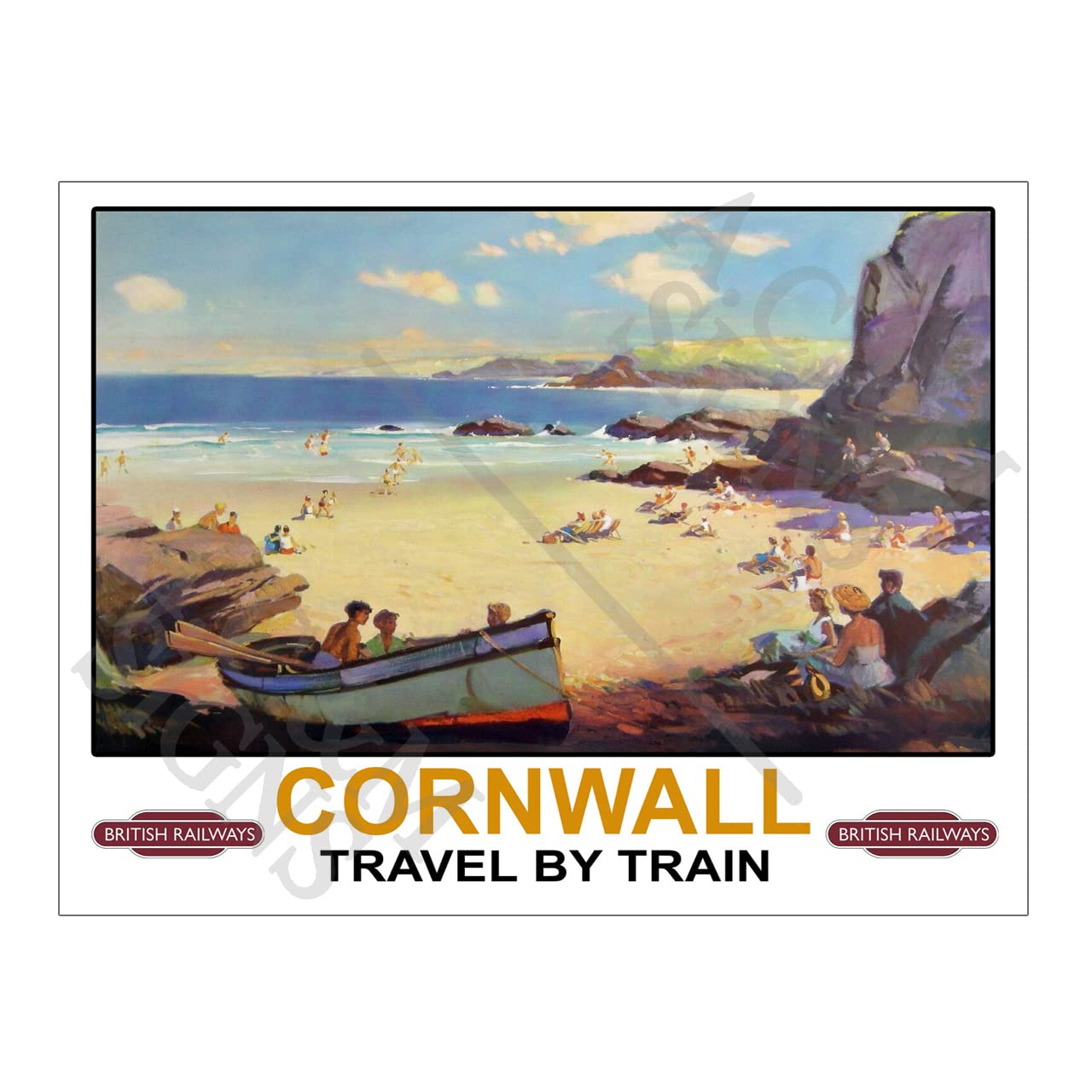 Metal Sign Plaque Print Poster Travel Railway British Railways Cornwall Travel By Train Vintage Retro Gift Dad Man Cave Shed Home Bar Ref12455 (8x6 inches (Approx) 20cmx15cm)