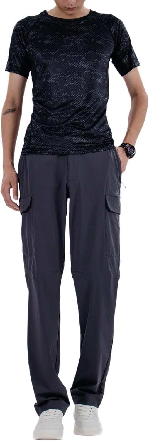 Men's High Stretch Dress Pants, Lightweight Quick Dry Casual Work Pants with Pockets, for, Golf, Daily Wear
