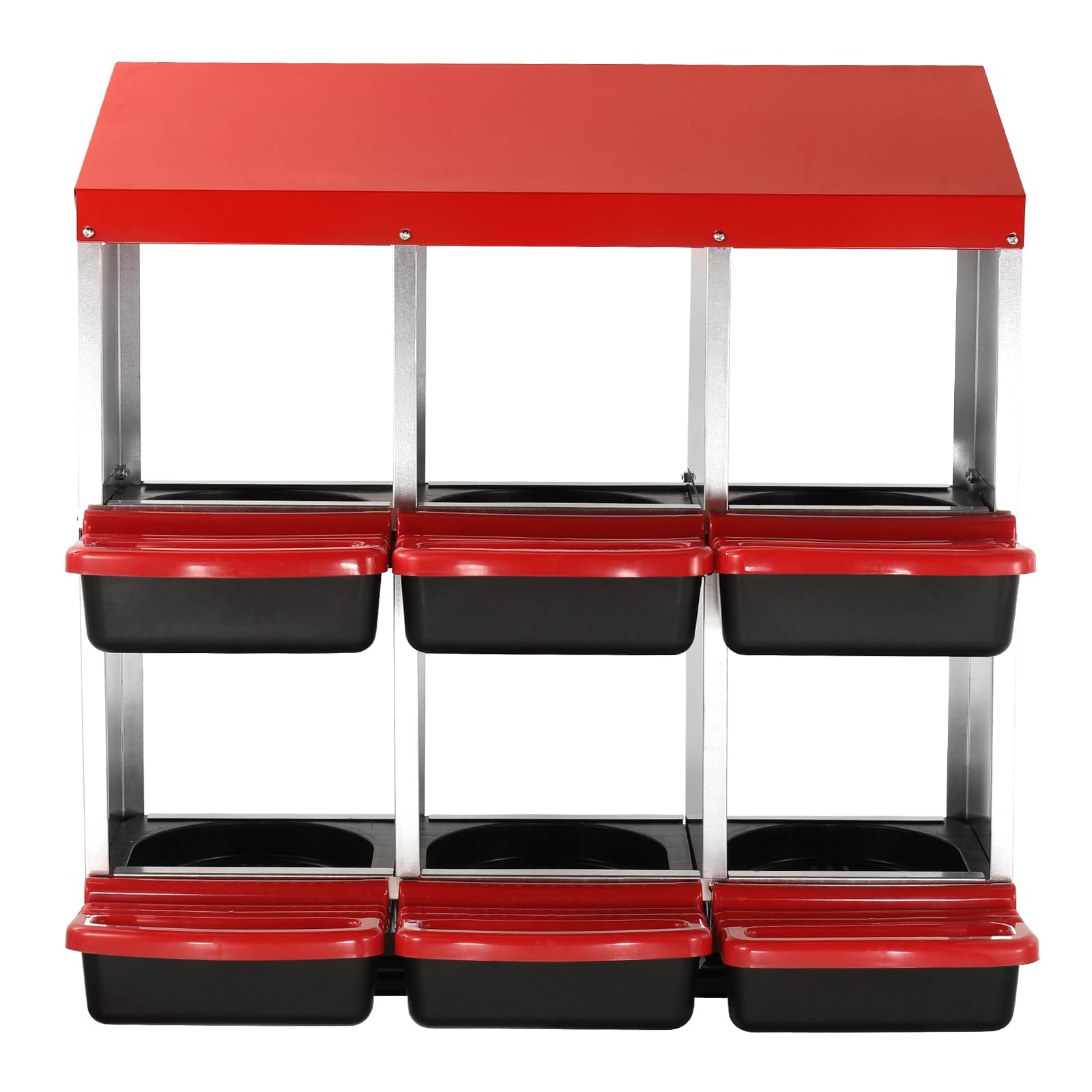 VEVOR Nido per Polli 796 x 525 x 790 mm Nido per Galline a 6 Scomparti, Stabile Resistente alla Corrosione, con Nidi Inclinati, Fori sul Fondo e Piattaforma di Riposo, Adatto a Diverse Razze di Polli
